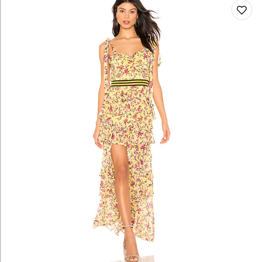 For Love & Lemons Yellow Floral Maxi Dress